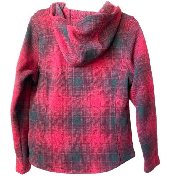 THE NORTH FACE Crescent Rumba Red Ombré Plaid Toggle Hoodie size S - Picture 7 of 10